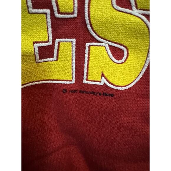 Vintage 1991 Saturdays Hero USMC Marines Bulldog Fleece Sweatshirt Large Red - Picture 3 of 7